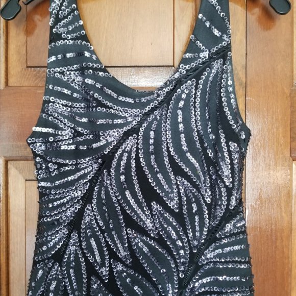 Black, Beaded Full-Length Gown - Picture 2 of 8